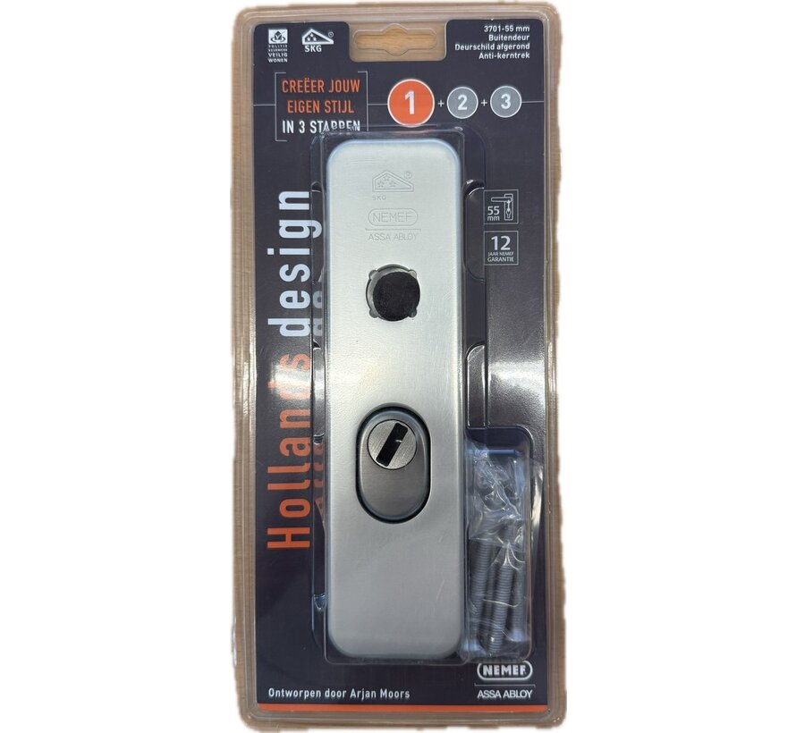 NEMEF Hollands Design Deurschild Afgerond Anti-kerntrek SKG 3-sterren 3701-55mm