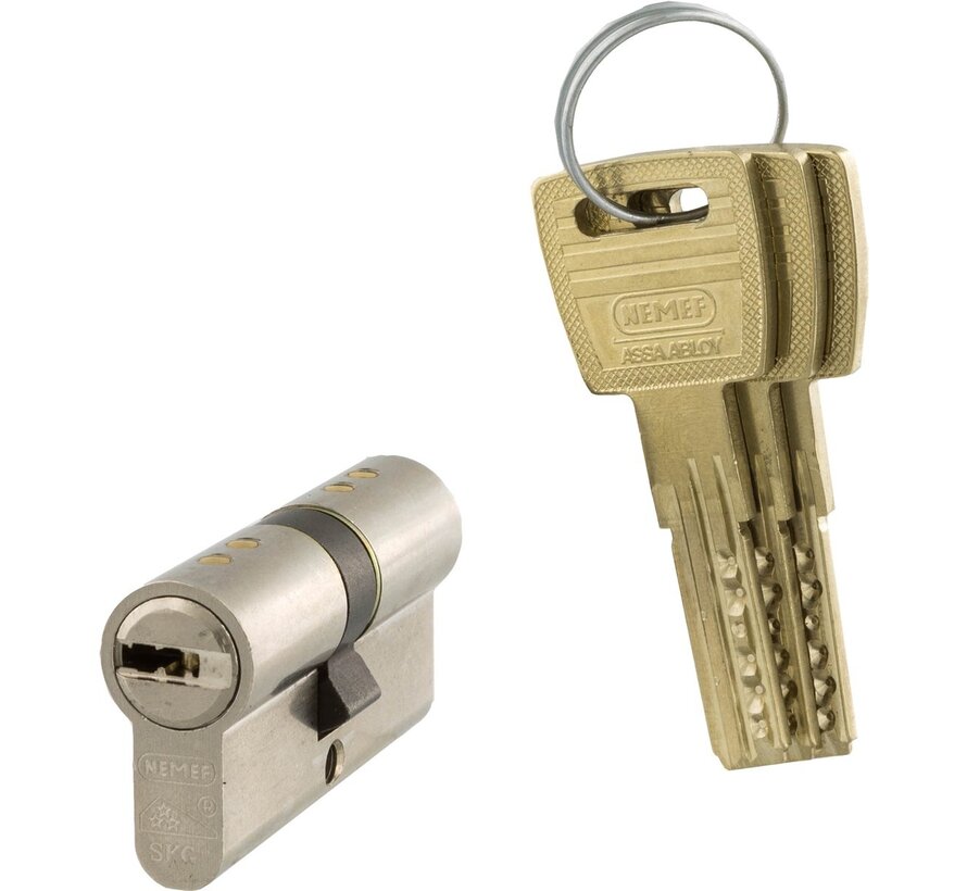 Nemef Veiligheidscilinder NF4 met keersleutel 30/30 mm SKG 3-sterren gelijksluitend 3 stuks