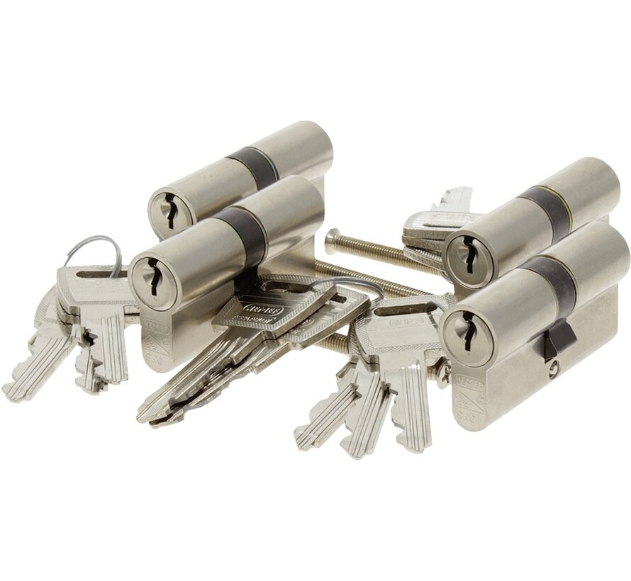 Nemef veiligheidscilinder 30/30 mm SKG 3-sterren gelijksluitend (4 stuks)