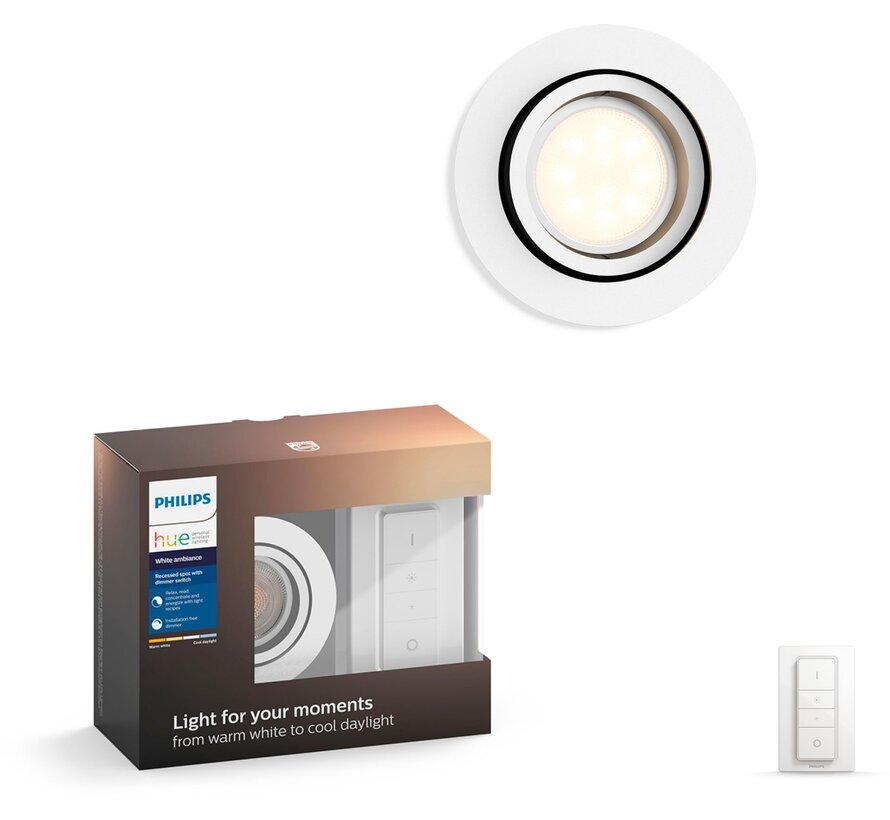 Philips Hue Milliskin inbouwspot rond wit (White Ambiance, incl DIM switch)