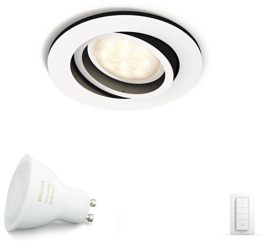 Philips Hue Milliskin inbouwspot rond wit (White Ambiance, incl DIM switch)