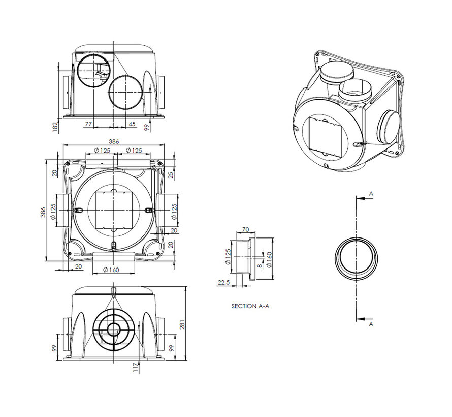Zehnder ComfoFan Silent Limited ventilatiebox 300 m3/h perilex