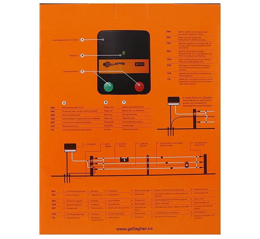 Gallagher Schrikdraadapparaat M120 | 230V