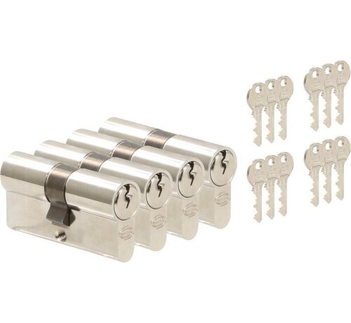 NEMEF Nemef profielcilinder messing glans 30/30 mm gelijksluitend (4 stuks)
