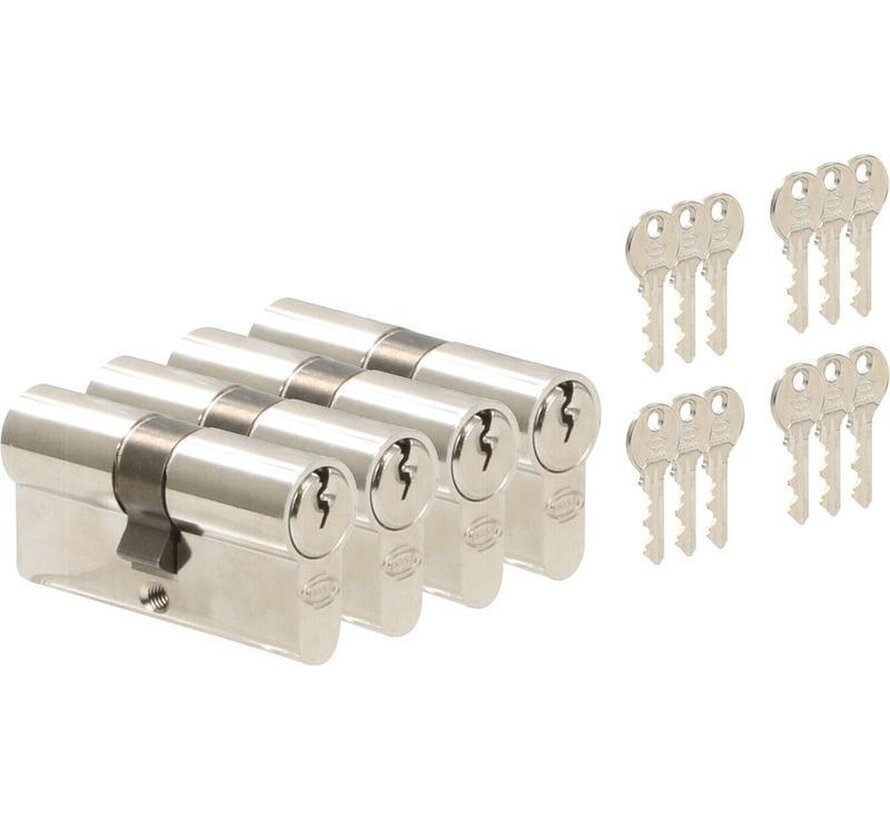 Nemef profielcilinder messing glans 30/30 mm gelijksluitend (4 stuks)