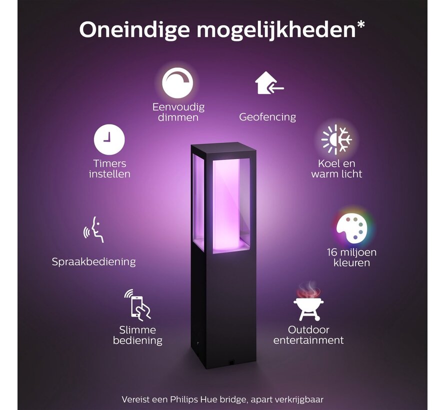Philips Hue Outdoor Impress buitenlamp op sokkel (laag) - Retourdeal