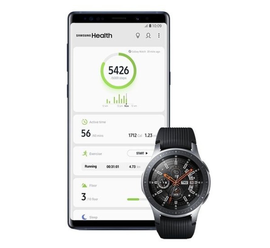 SAMSUNG Galaxy Watch Golf Edition 46mm Zilver/Zwart Siliconen band