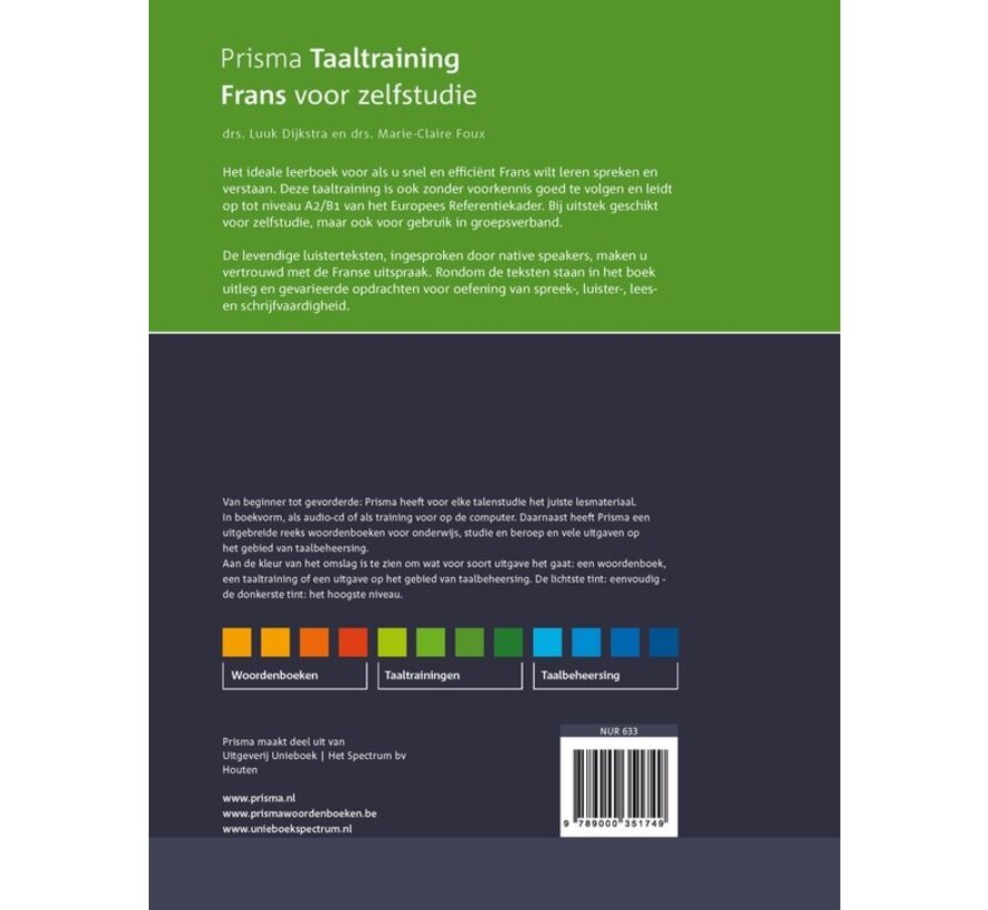 Prisma Taaltraining Frans voor zelfstudie