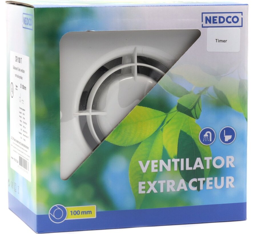 Nedco Kunststoffen Badkamer/Toiletventilator - CR 100 T Wit