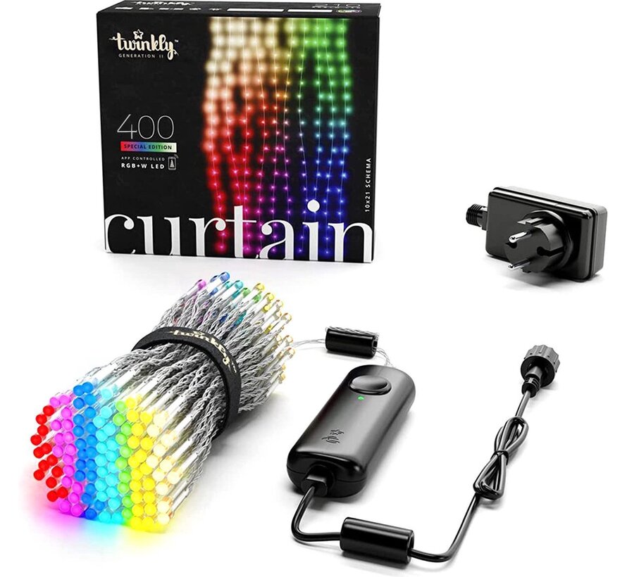 Twinkly Curtain (Multicolor + White edition) 400 Leds Transparant