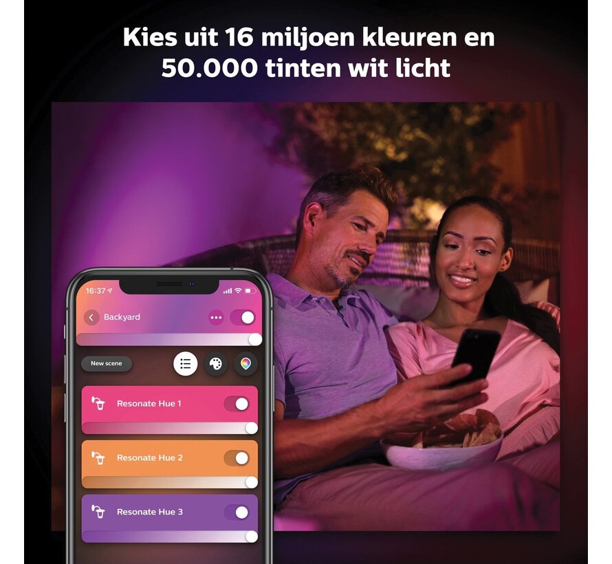 PHILIPS HUE Resonate muurlamp - wit en gekleurd licht - aluminium