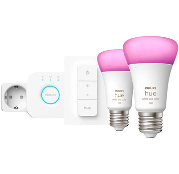 Philips Hue White & Color Ambiance Starterset met 2 x E27 + Bridge + Dimmer + Smart Plug