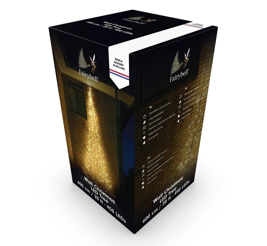 Fairybell Muurkerstboom | 6 meter | 450 LED-lampjes | Warm wit