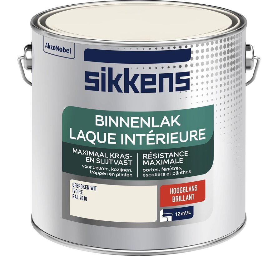 Sikkens binnenlak hoogglans RAL 9010 2,5L