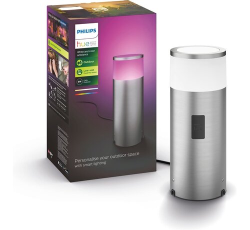 Philips HUE outdoor tuinsokkel Calla RVS