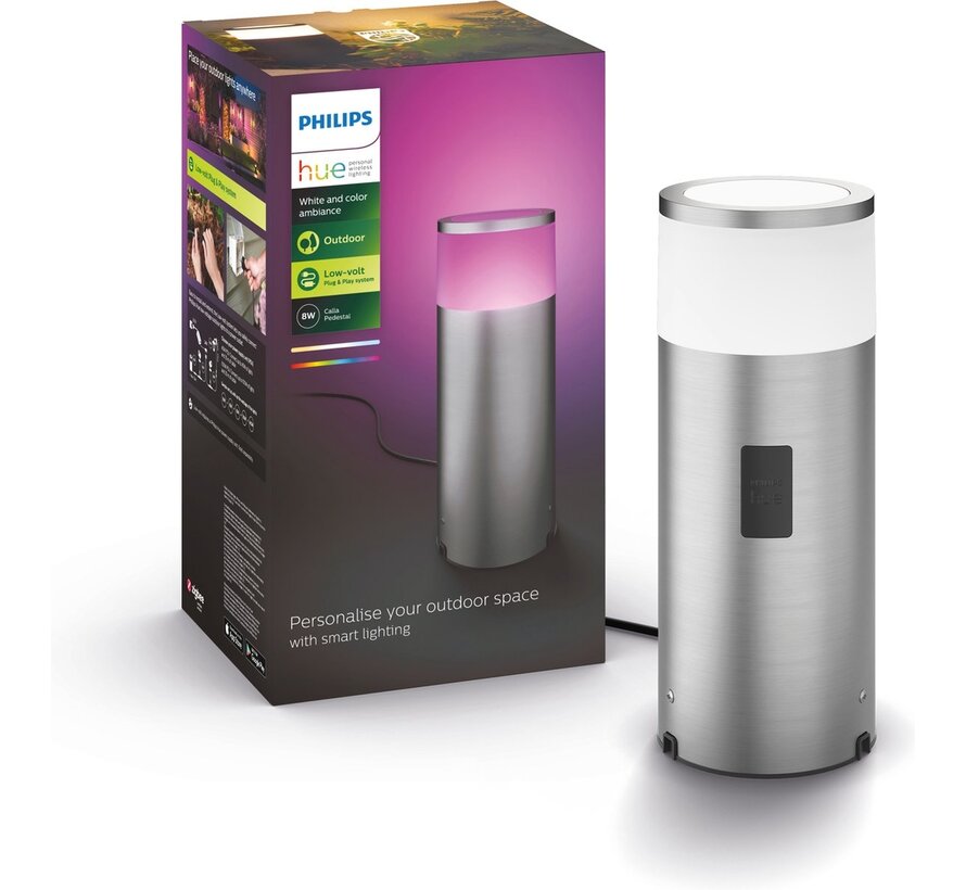 Philips HUE outdoor tuinsokkel Calla RVS