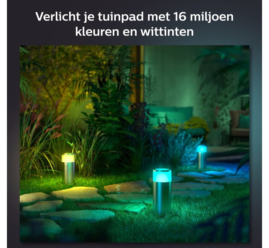 Philips HUE outdoor tuinsokkel Calla RVS
