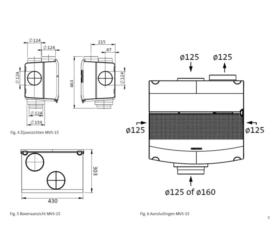 Orcon MVS-15R Pakket 550 m³/h + RFT bediening - randaarde stekker - Refurbished