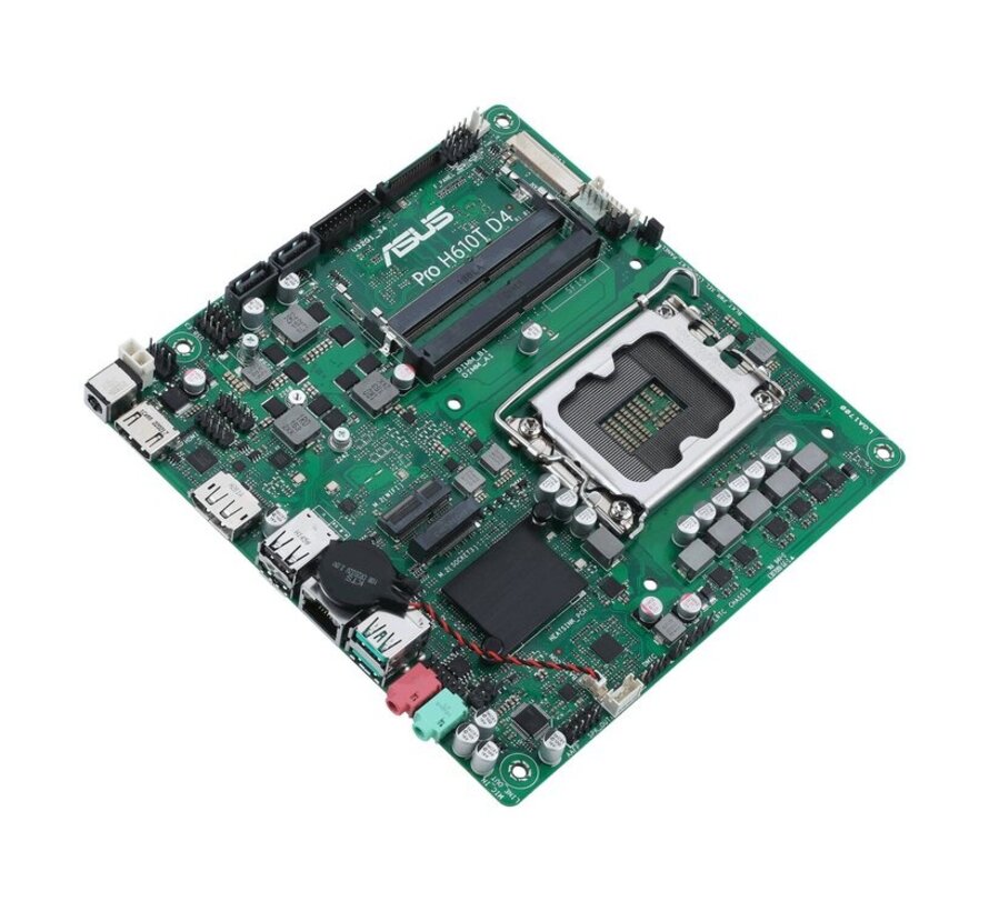 ASUS Pro H610T D4-CSM - Thin Mini-ITX moederbord - LGA1700 - 2x DDR4 SO-DIMM - H610 - Gigabit LAN