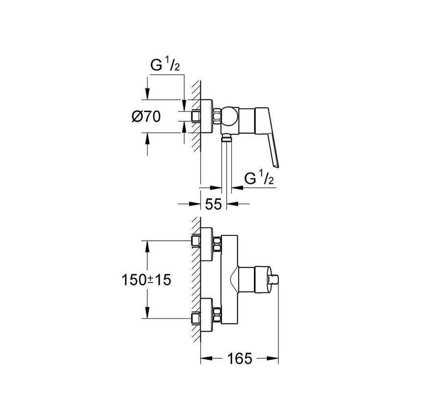GROHE Feel eenhendel douchekraan 15 cm (wand, chroom)