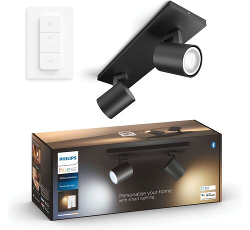 Philips Hue Runner opbouwspot White Ambiance - 2 Spots - Zwart + Dimmer