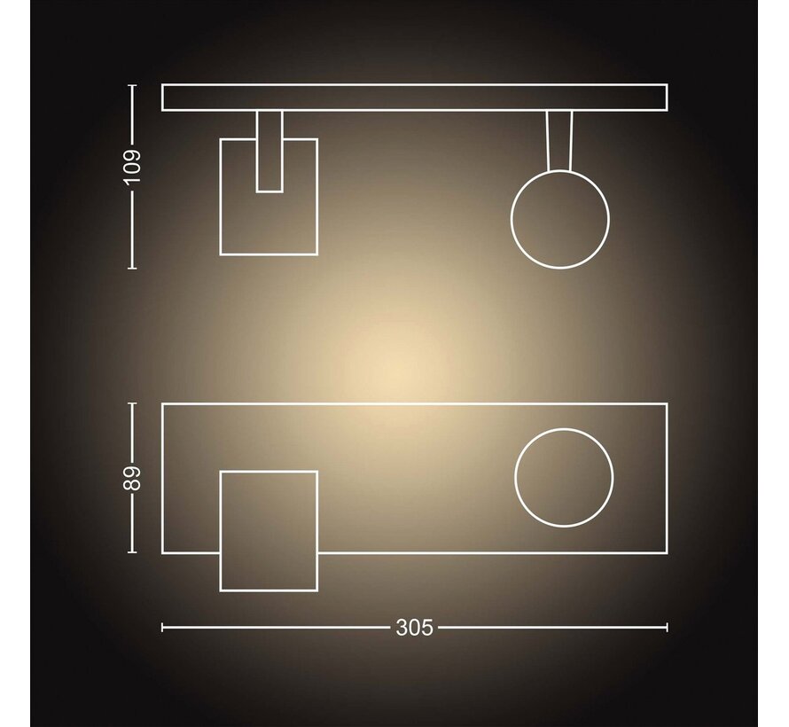 Philips Hue Runner opbouwspot White Ambiance - 2 Spots - Zwart + Dimmer