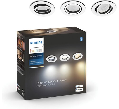 Philips Hue Milliskin inbouwspot White Ambiance – rond – wit – 3-pack