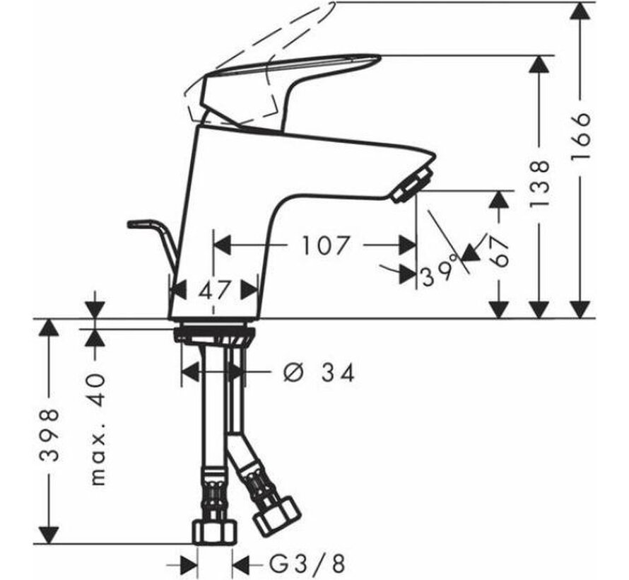 Hansgrohe MyCube M wastafelkraan – chroom met hendel