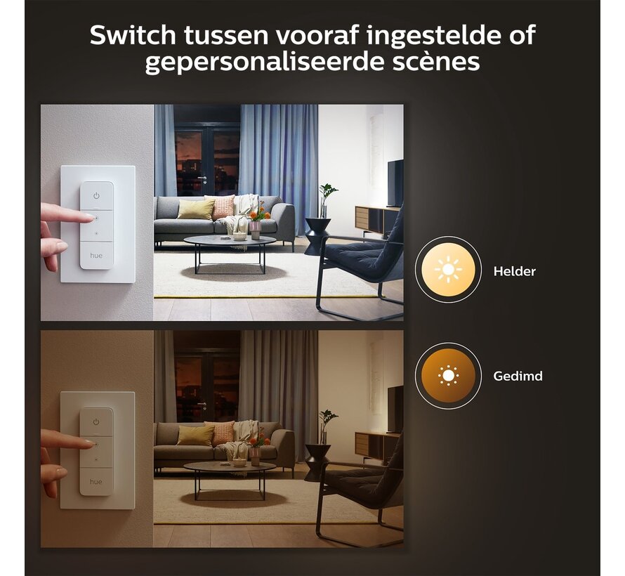 Philips Hue White Starter Pack E27 – 3 lampen + Dimmer Switch + Bridge