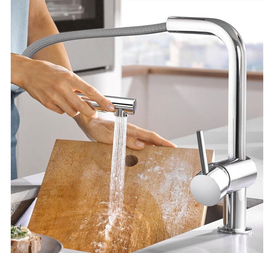 Grohe Minta keukenkraan met uittrekbare dual-spray handdouche – chroom