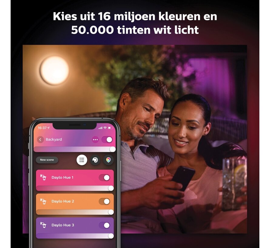 Philips Hue Daylo Outdoor Wandlamp – White & Color – Aluminium