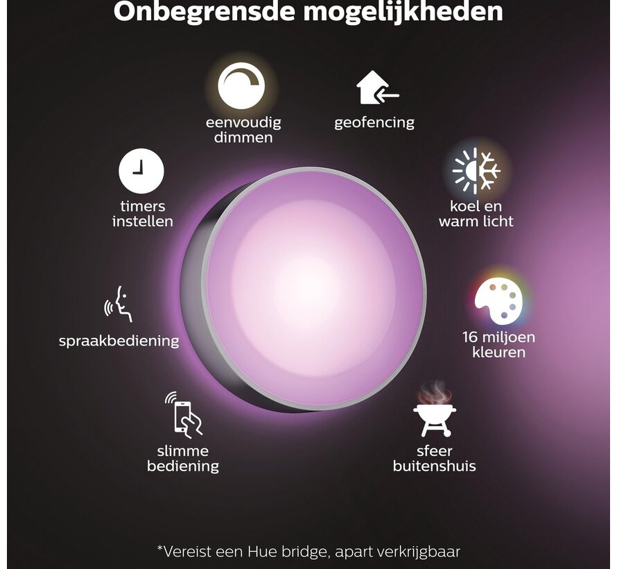 Philips Hue Daylo Outdoor Wandlamp – White & Color – Aluminium