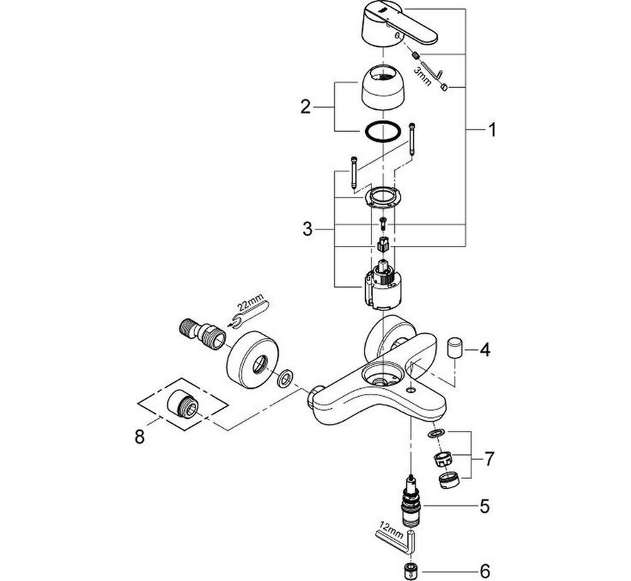 GROHE Get badmengkraan 32887000 - eengreeps met omsteller - chroom