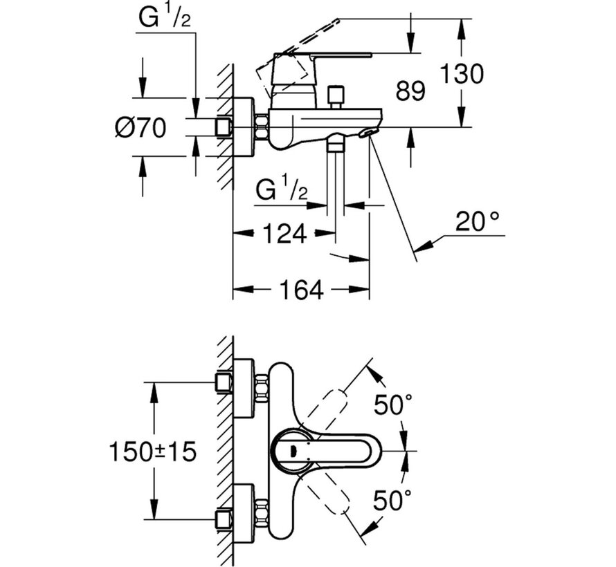 GROHE Get badmengkraan 32887000 - eengreeps met omsteller - chroom