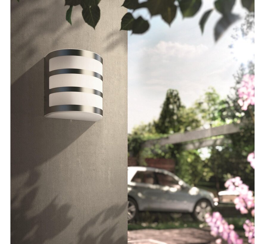 Philips myGarden Calgary Inox buitenlamp - E27 - IP44 - wand