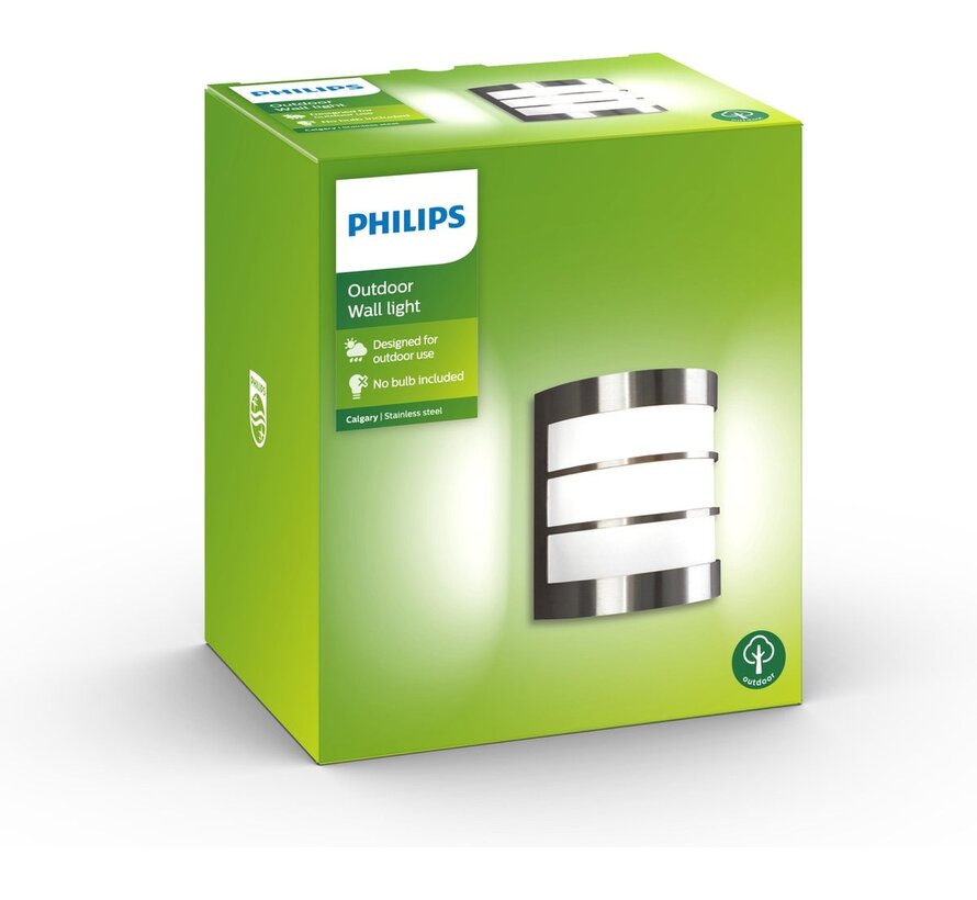Philips myGarden Calgary Inox buitenlamp - E27 - IP44 - wand