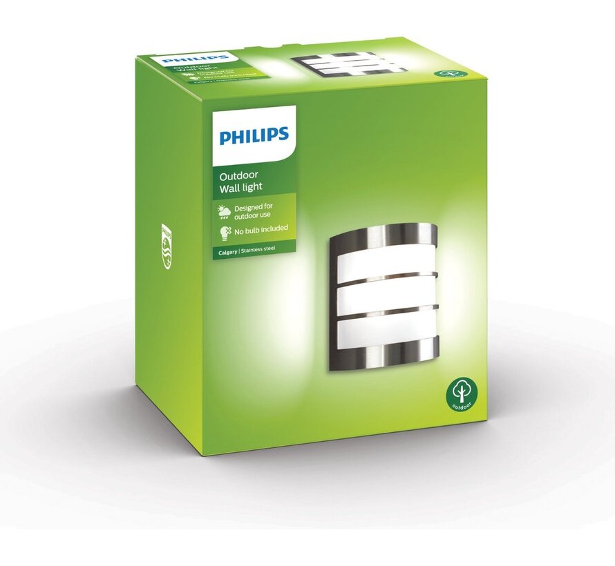 Philips myGarden Calgary Inox buitenlamp - E27 - IP44 - wand