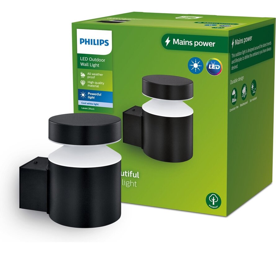 Philips myGarden Laven buitenlamp – wand – 6 W LED – zwart