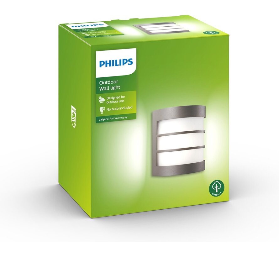 Philips myGarden Calgary Antraciet buitenlamp - E27 - IP44 - wand
