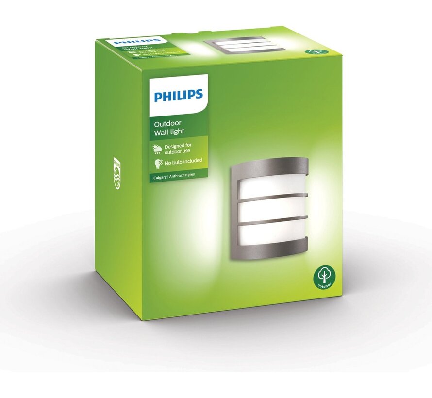Philips myGarden Calgary Antraciet buitenlamp - E27 - IP44 - wand