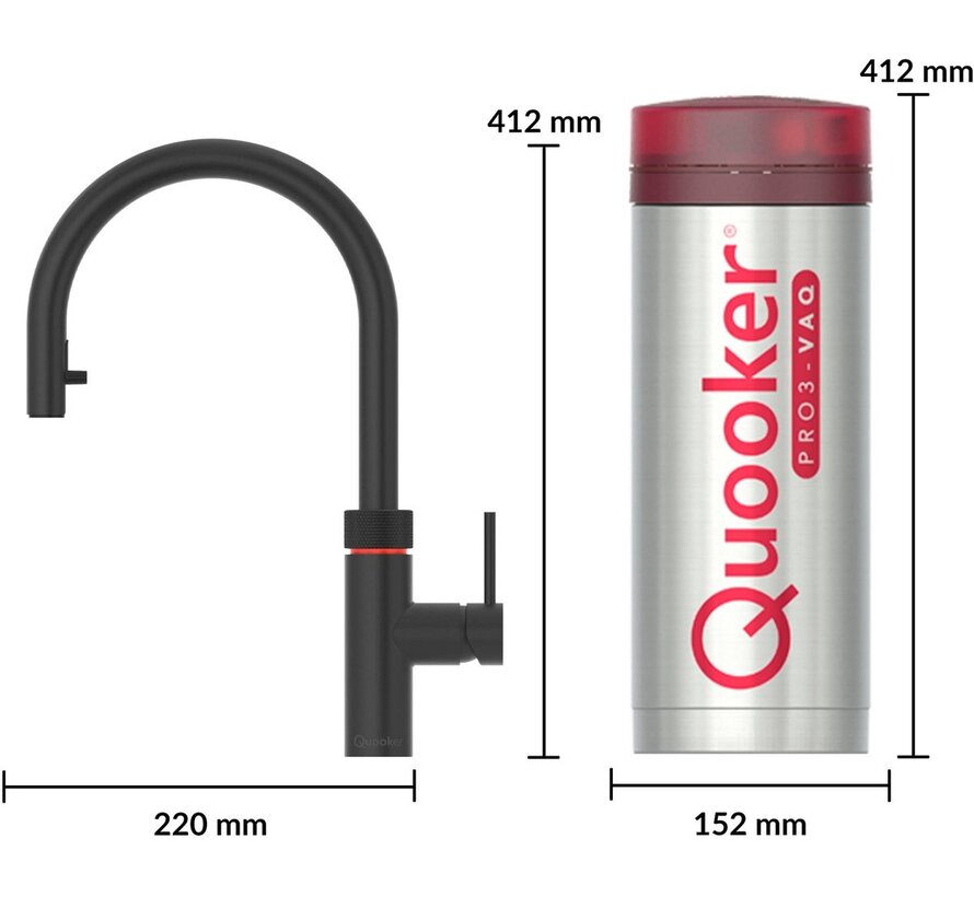 Quooker Flex met PRO3 3-in-1 kokendwaterkraan zwart