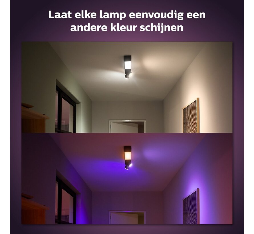 Philips Hue Centris opbouwspot 2-spots + lichtbalk zwart - white & color