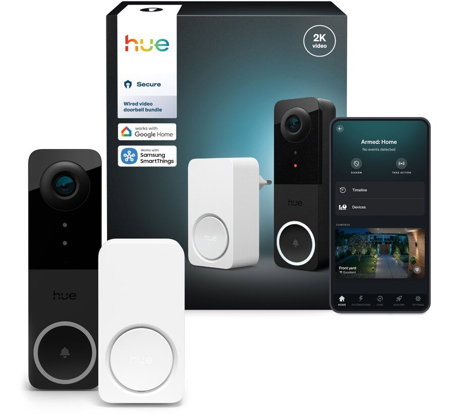 Philips Hue Secure video doorbell + Smart Chime bundle (2K)