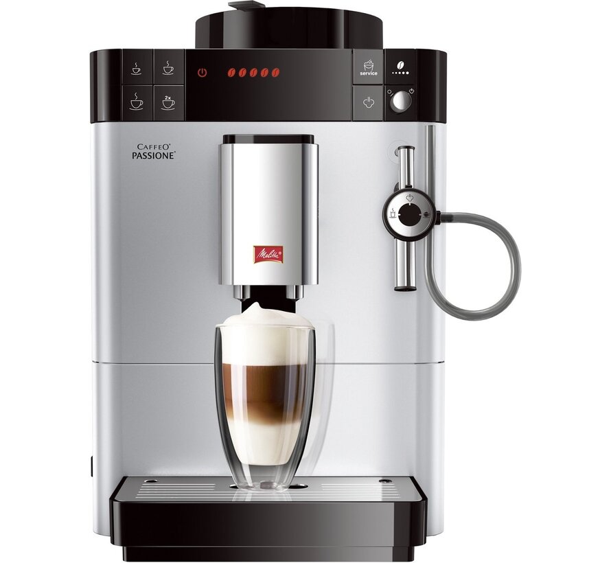 Melitta Caffeo Passione F53/0-101 zilver – compacte volautomaat met 1,2 l reservoir en 15 bar pompdruk