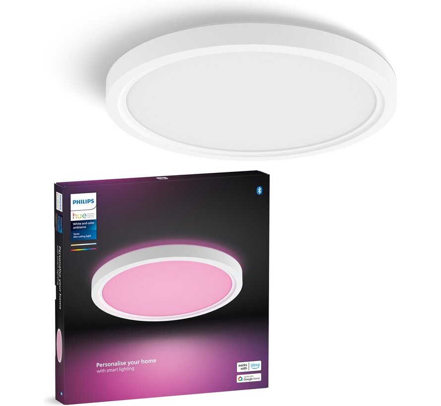 Philips Hue Tento rond LED-plafondpaneel 29,1 cm – slanke plafondlamp met ca. 2200 lumen