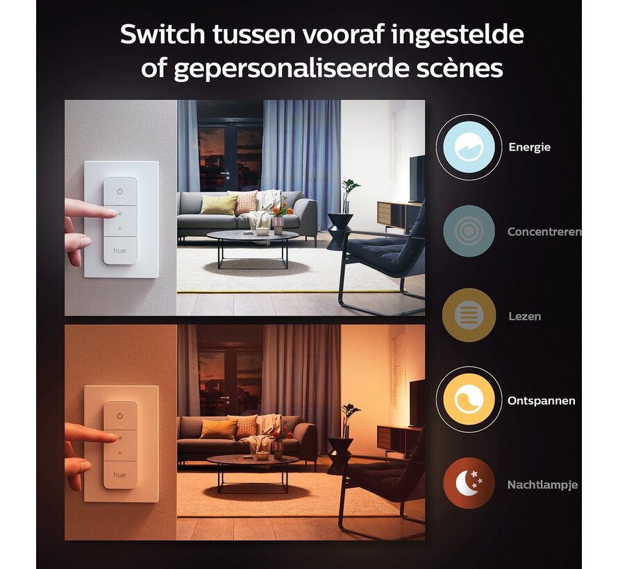 Philips Hue Runner 3-lichts opbouwspot met White Ambiance GU10 zwart + Dimmer