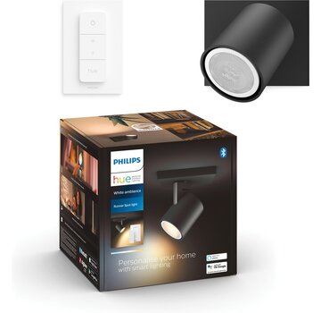 Philips Hue Runner opbouwspot 1-lichts zwart met Dimmer switch