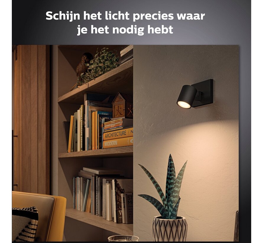 Philips Hue White ambiance Runner opbouwspot 1-spot zwart inclusief Hue Dimmer switch