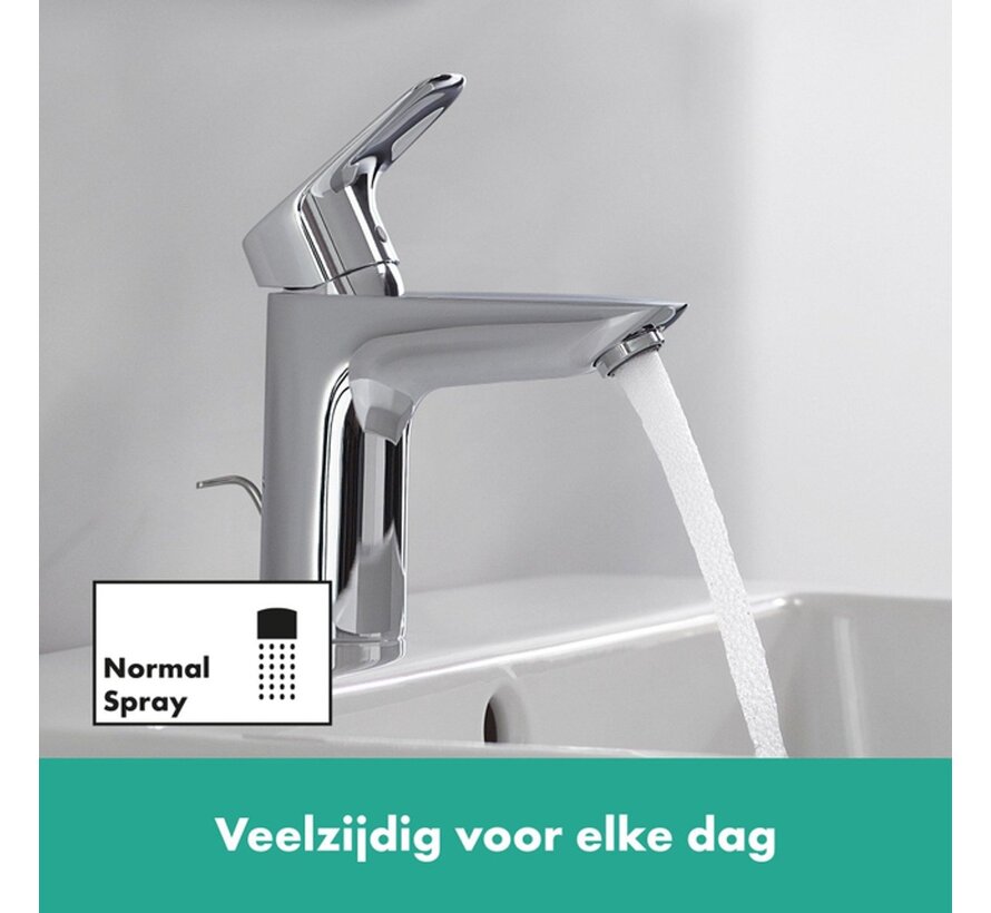 Hansgrohe Logis 100 eenhendel wastafelmengkraan met trekwaste chroom