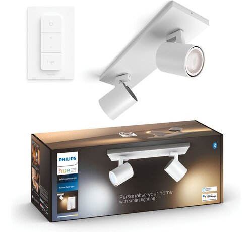 Philips Hue White ambiance Runner opbouwspot 2-spots wit inclusief Hue Dimmer switch